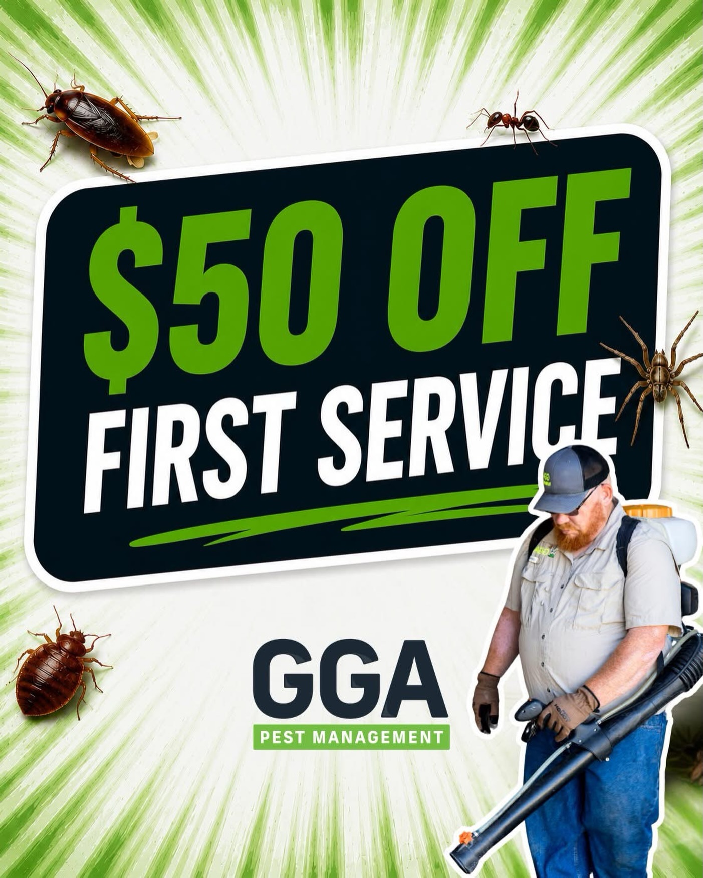 Seeing more bugs than usual?🐜🕷️

Whether it’s ants finding their way into the kitchen, spiders popping up around the house, or roaches where they definitely shouldn’t be, pest problems rarely fix themselves.

At GGA Pest Management, we take the time to inspect your property, identify what’s attracting pests, and create a treatment plan designed specifically for your home and family.

✅ Free Pest Inspections
✅ Customized Treatment Plan
✅ Local, Family-Owned Company
✅ $50 OFF Your First Service!

Serving Waco, Temple, Killeen, and surrounding communities.

Book your free inspection online at ggapest.com and save $50 on your initial service.

