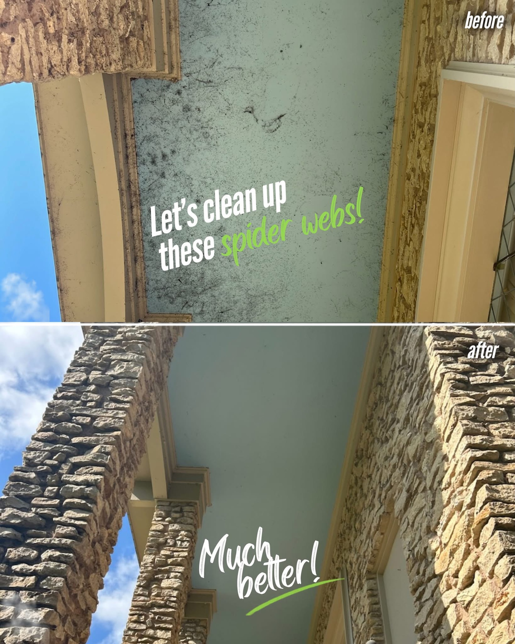 🕸️ Now THAT’S a difference! One of our technicians sent us these before and after photos from a recent service, and we had to share. 

Spider web brushing is included as part of our quarterly pest control service to help keep those webs from taking over the outside of your home. 🕷️🕸️

Ready to get started with quarterly pest control? Book your free estimate online at ggapest.com and save $75 on your first treatment now through September 30! 

